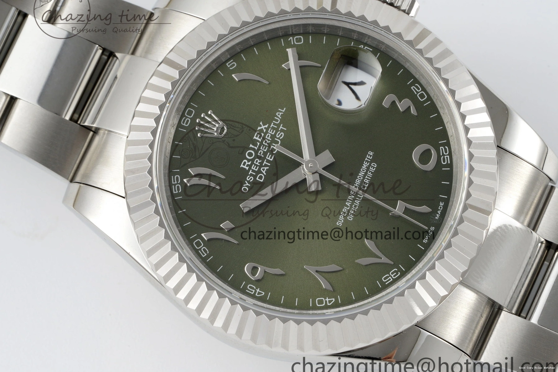 Good Copy Rolex Watches Green 41 V Oyster Steel VR3235 JDF Markers SS Dial Bracelet Sundust Arabic QuickDry DateJust 904L on 2238 0111